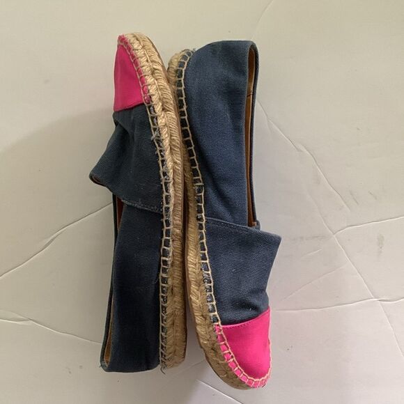 J Crew color block espadrilles blue with hot pink toe cap canvas upper size 8 - Picture 7 of 10